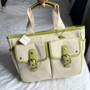 Rare Coach TWL Garden Tote Canvas Bag with Leather Trim NWT